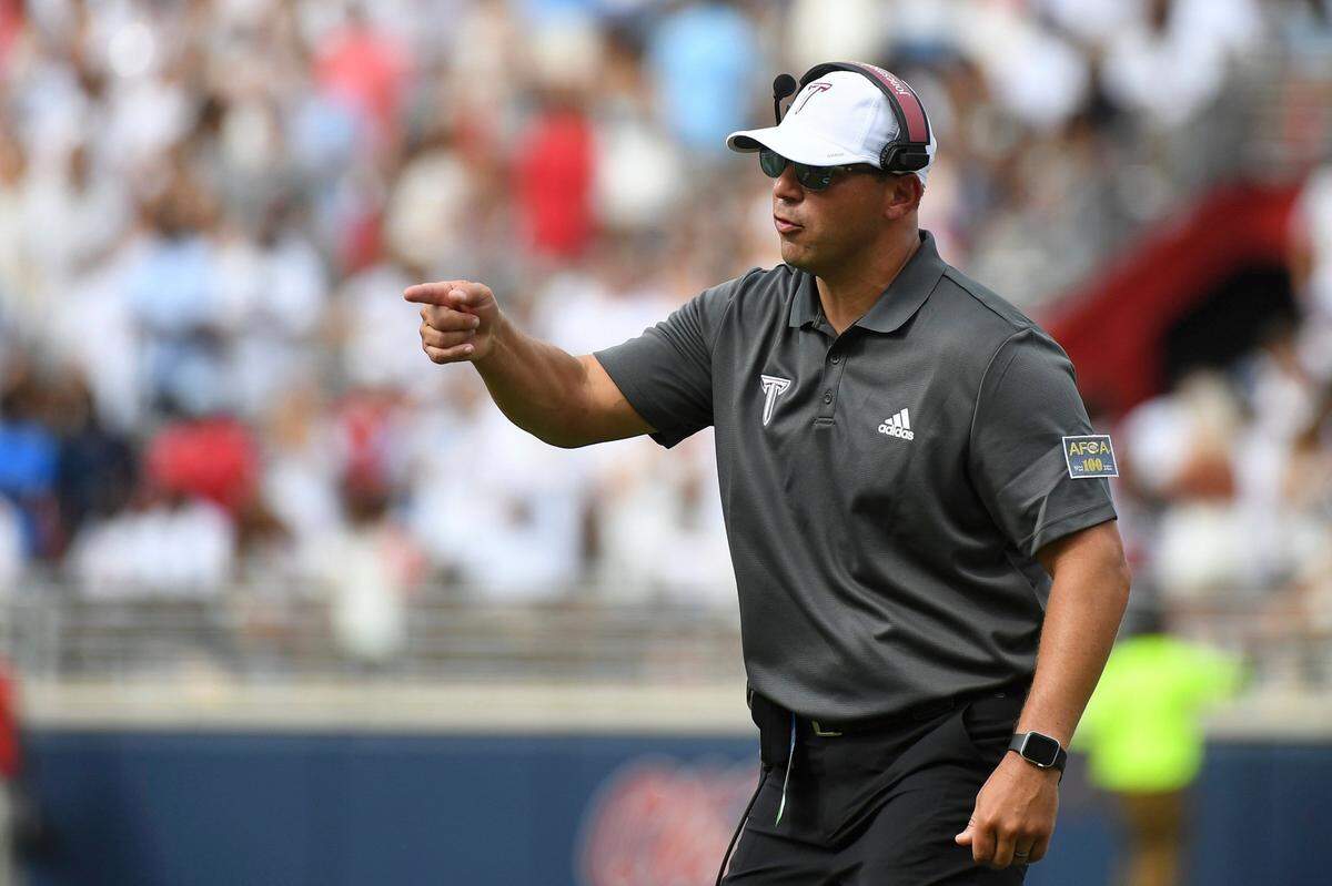 Former Kentucky football player and assistant coach Jon Sumrall has led Troy to a 5-2 record in his first season as coach.