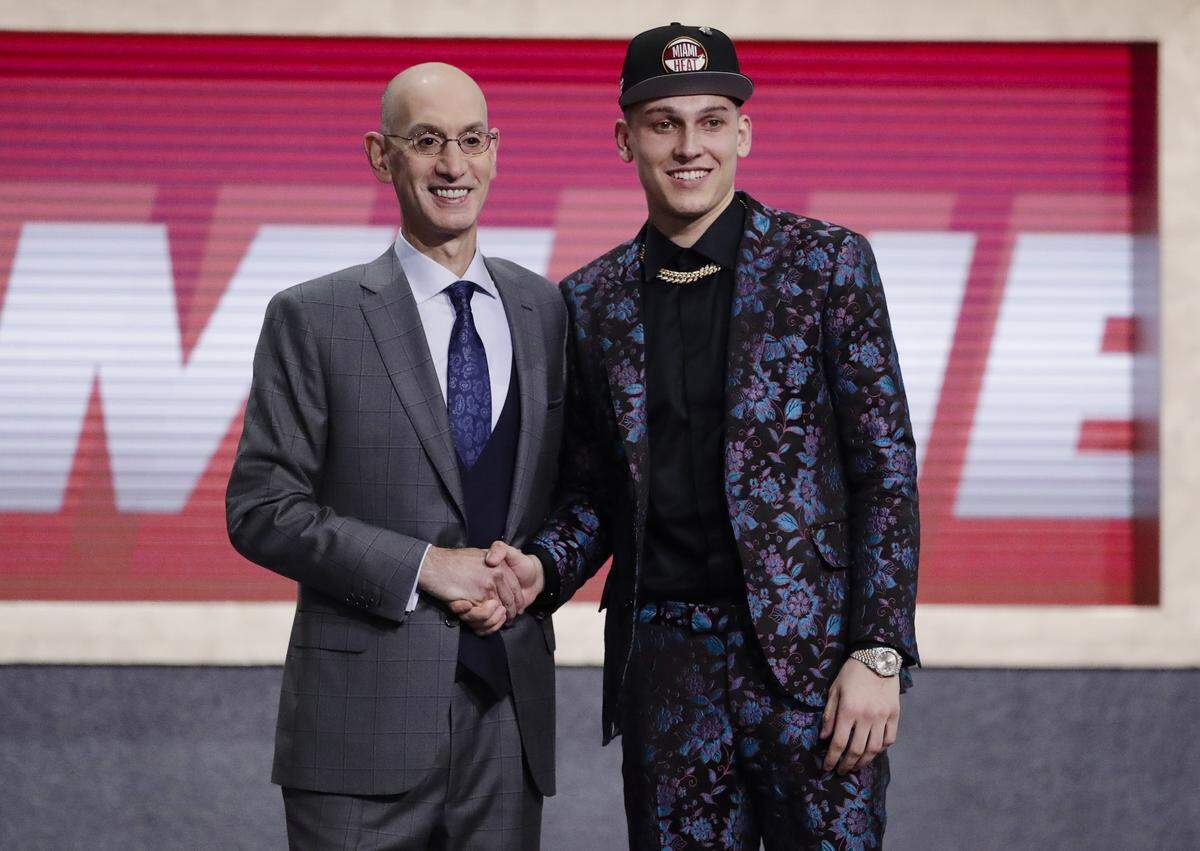 Kentucky’ freshman Tyler Herro shook hands with NBA Commissioner Adam Silver after being selected No. 13 overall in the 2019 NBA Draft by the Miami Heat.