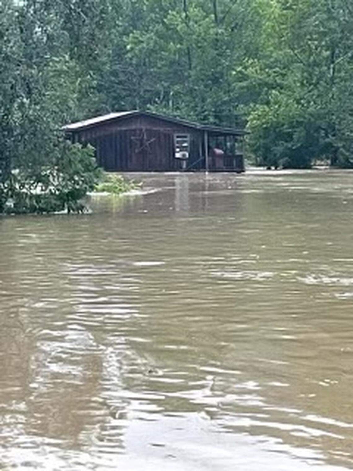Regina Quillen’s home in Letcher County during the deadly late July floods. The first floor of the family home was completely underwater.