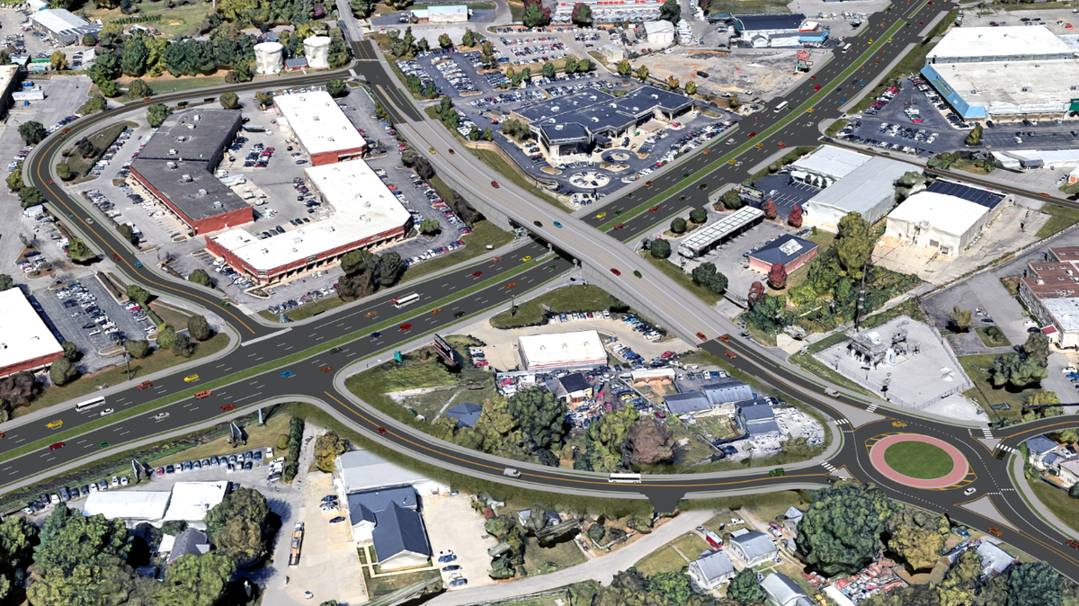 A rendering of the proposed overpass at the intersection of New Circle Road and Liberty Road.