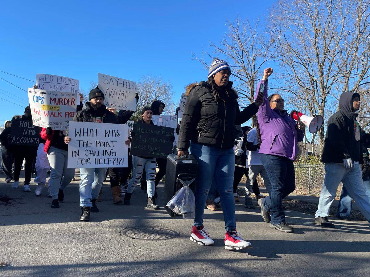 Racial justice advocate, Sarah Williams, led the march throughout downtown Nicholasville.