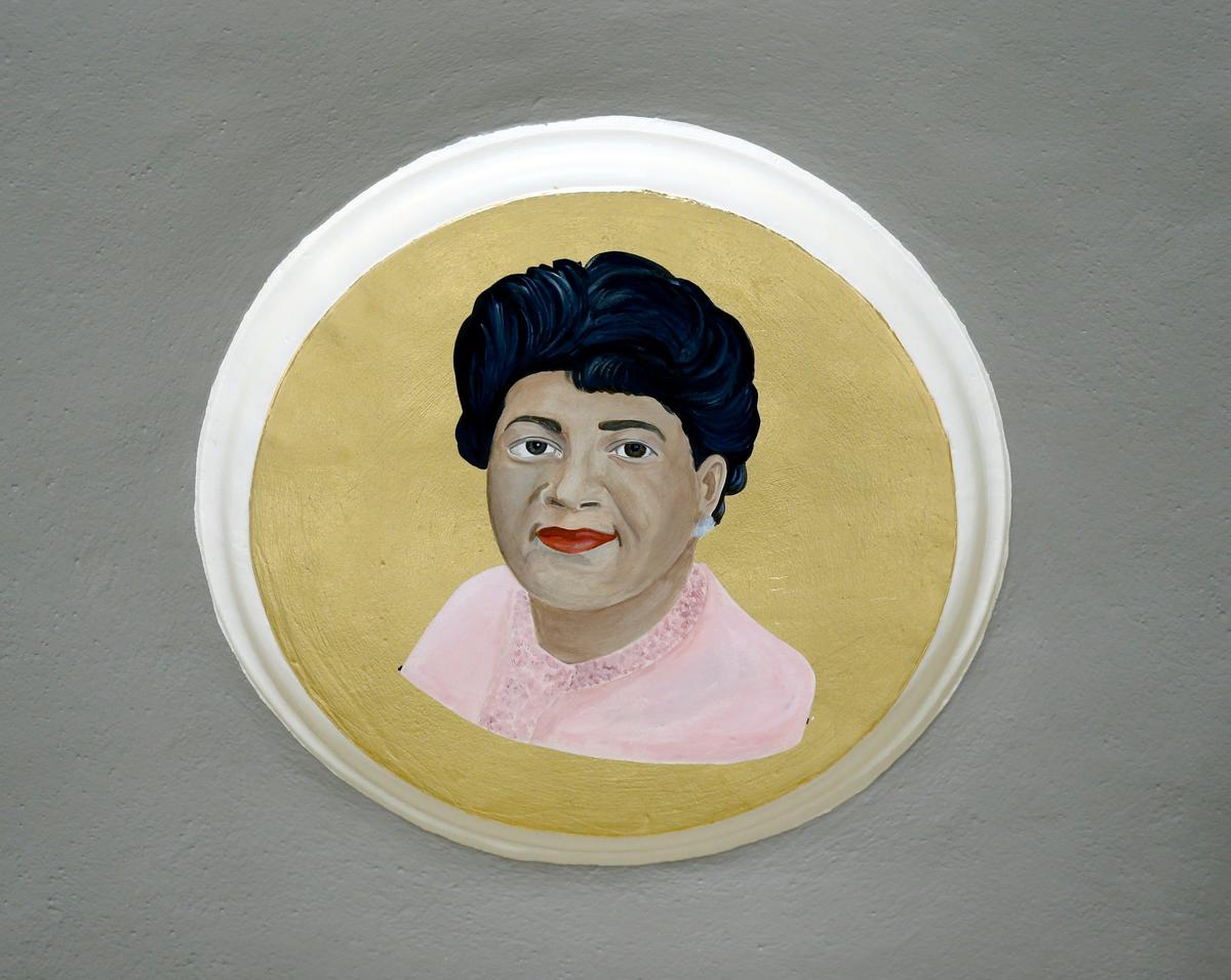 A painting of the late state senator Georgia Powers is part of Artist Karyn Olivier’s new work titled “Witness,” which she is creating around the dome in the University of Kentucky’s Memorial Hall. Olivier was chosen to create contextual art around UK’s controversial 1930s mural, which is located in the lobby.