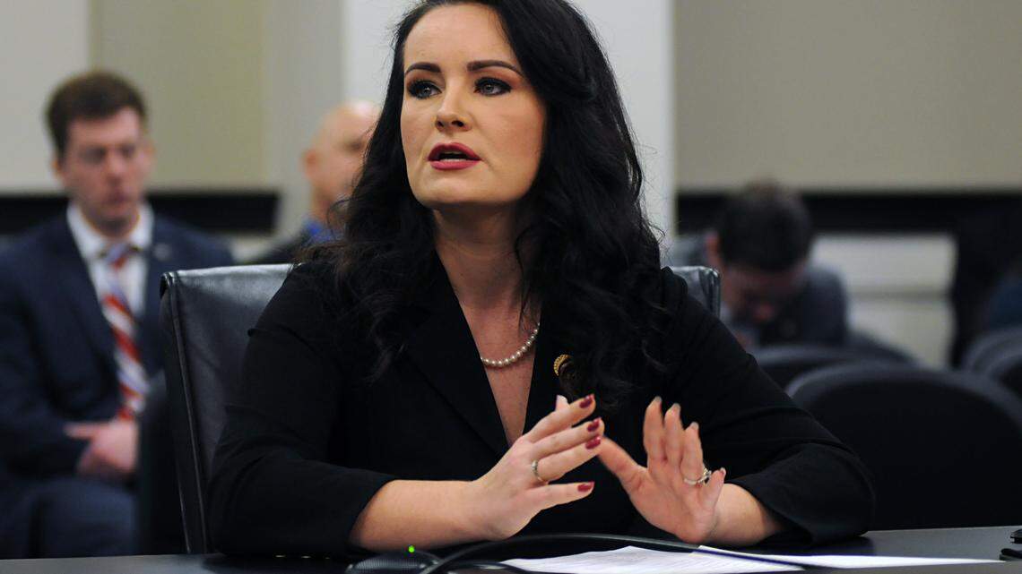 Rep. Savannah Maddox, R-Dry Ridge, presents a bill that in the House Veterans, Military Affairs, and Public Protection Committee on Jan. 22, 2020.