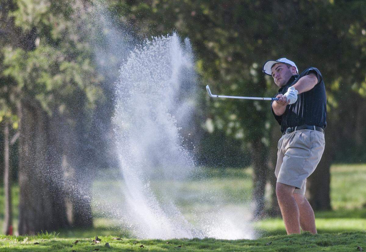 Lyon County’s Cullan Brown shot from a sand trap during the 2015 KHSAA State Tournament at Bowling Green Country Club. Brown was runner-up in 2015 and 2017 and won the state title in 2016.