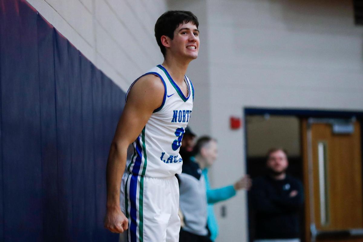 North Laurel’s Reed Sheppard reacts after missing a shot against Lyon County on Saturday night at Lexington Catholic High School.