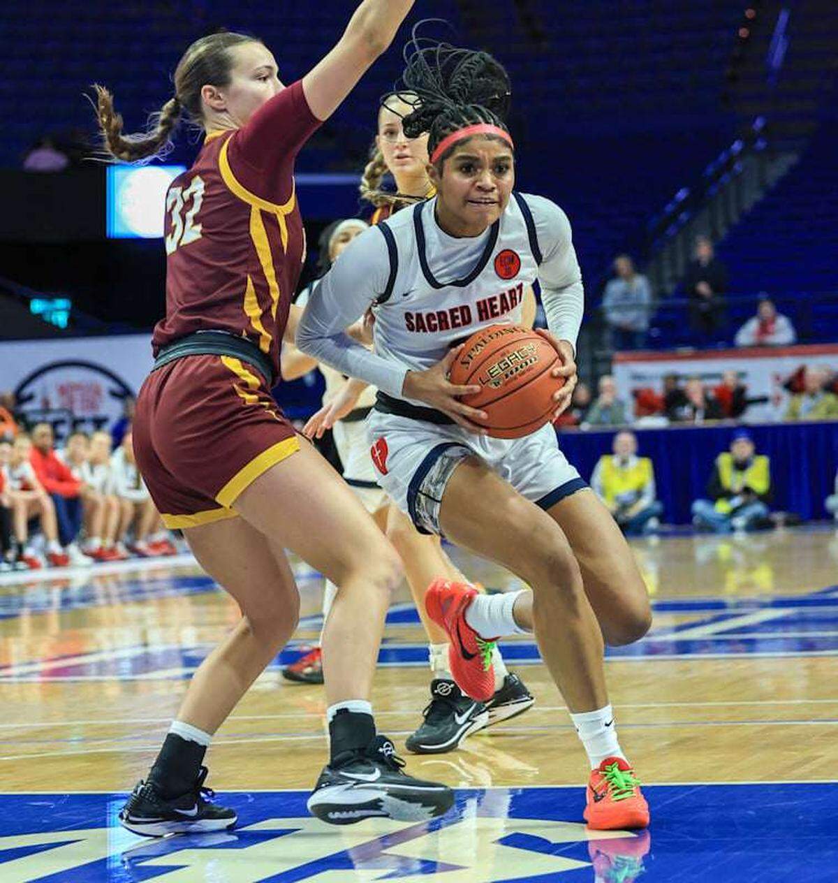 Sacred Heart’s ZaKiyah Johnson scored 15 points, grabbed nine rebounds and had four assists and three steals in Saturday’s Girls’ Sweet 16 semifinals victory against Cooper.