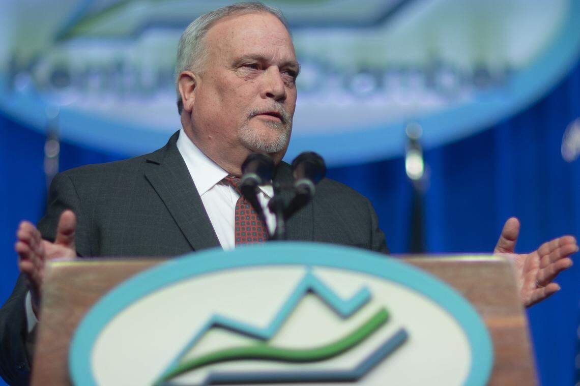 State Senate President Robert Stivers, R-Manchester, speaks during the 31st Annual Kentucky Chamber Day Dinner at the Central Bank Center in Lexington, Ky., on Thursday, Jan. 8. 2026.