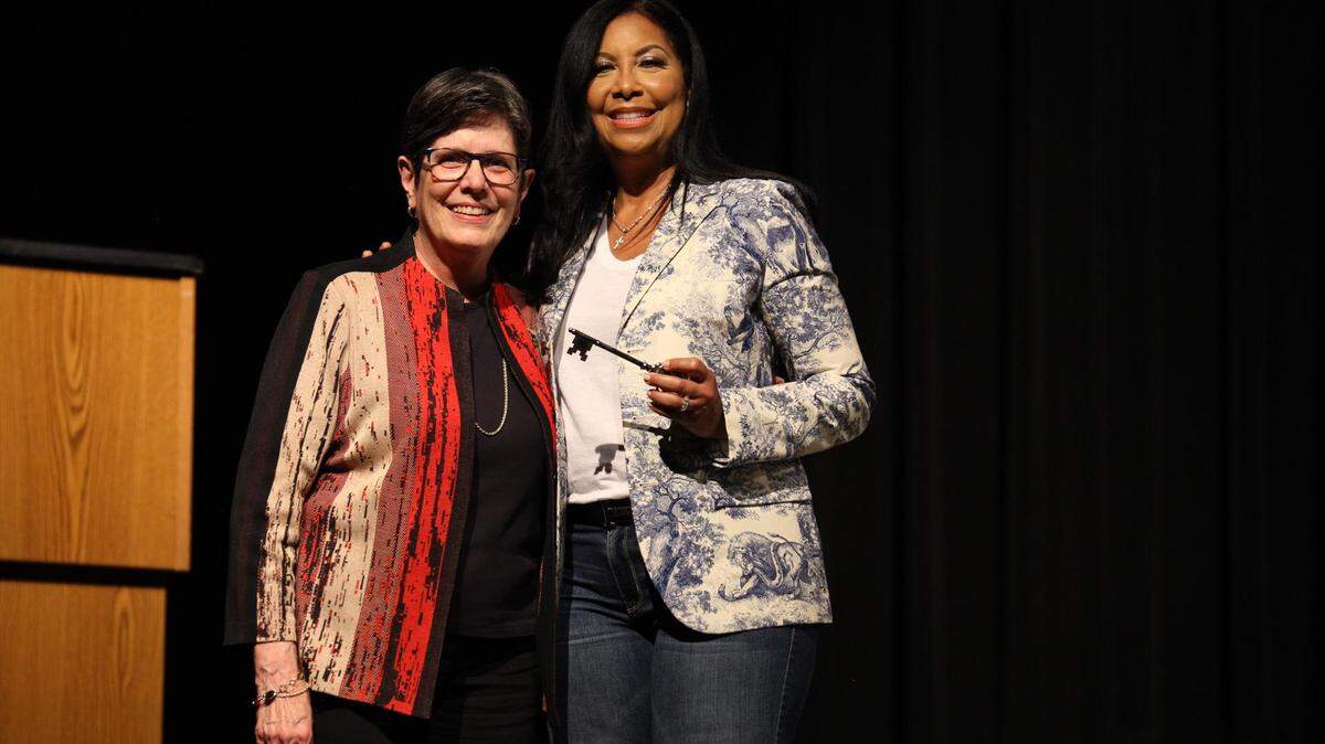 Lexington Mayor Linda Gorton presented Cookie Johnson with a key to the city Saturday at the Lyric Theatre & Cultural Arts Center.