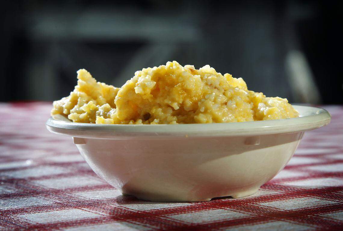 Cheese grits at Billy’s Bar-B-Q, May  7, 2013. The southern favorite side dish was prepared with garlic.
