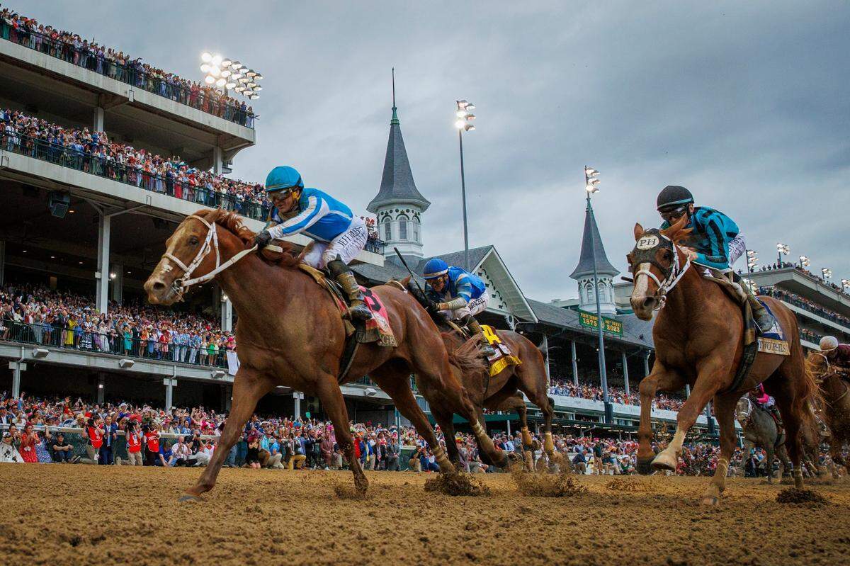 An announced crowd of 150,335 watches Mage and jockey Javier Castellano win the 149th Kentucky Derby. Mage joined Justify (2018), Big Brown (2008) and Regret (2015) as Derby winners with just three previous starts.