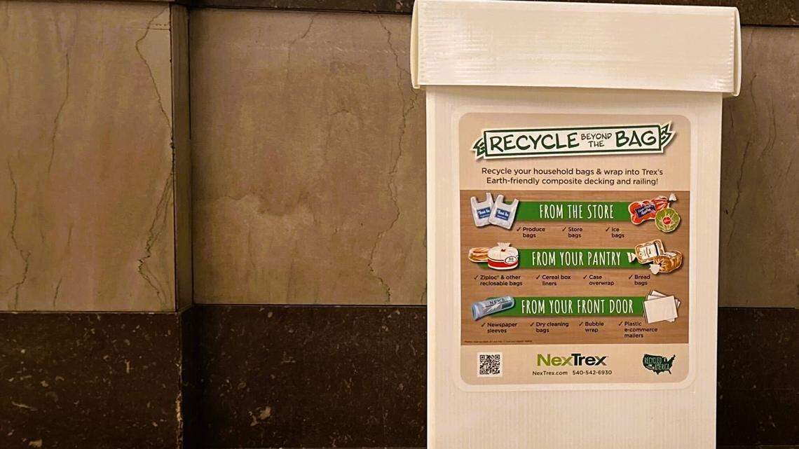 Lexington is collecting plastic bags at multiple locations including at the Lexington City Government Center, 200 E. Main St. The bags will be recycled and turned into a bench for LexTran riders.