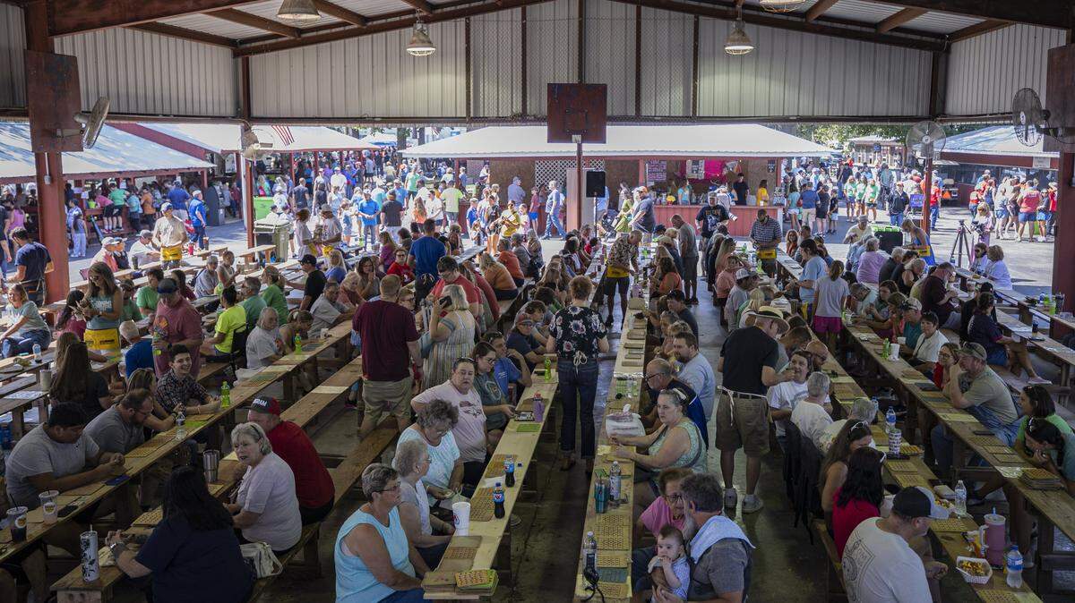 People play bingo during Fancy Farm Picnic on Saturday, Aug. 2, 2025, at St. Jerome Church in Fancy Farm, Ky.