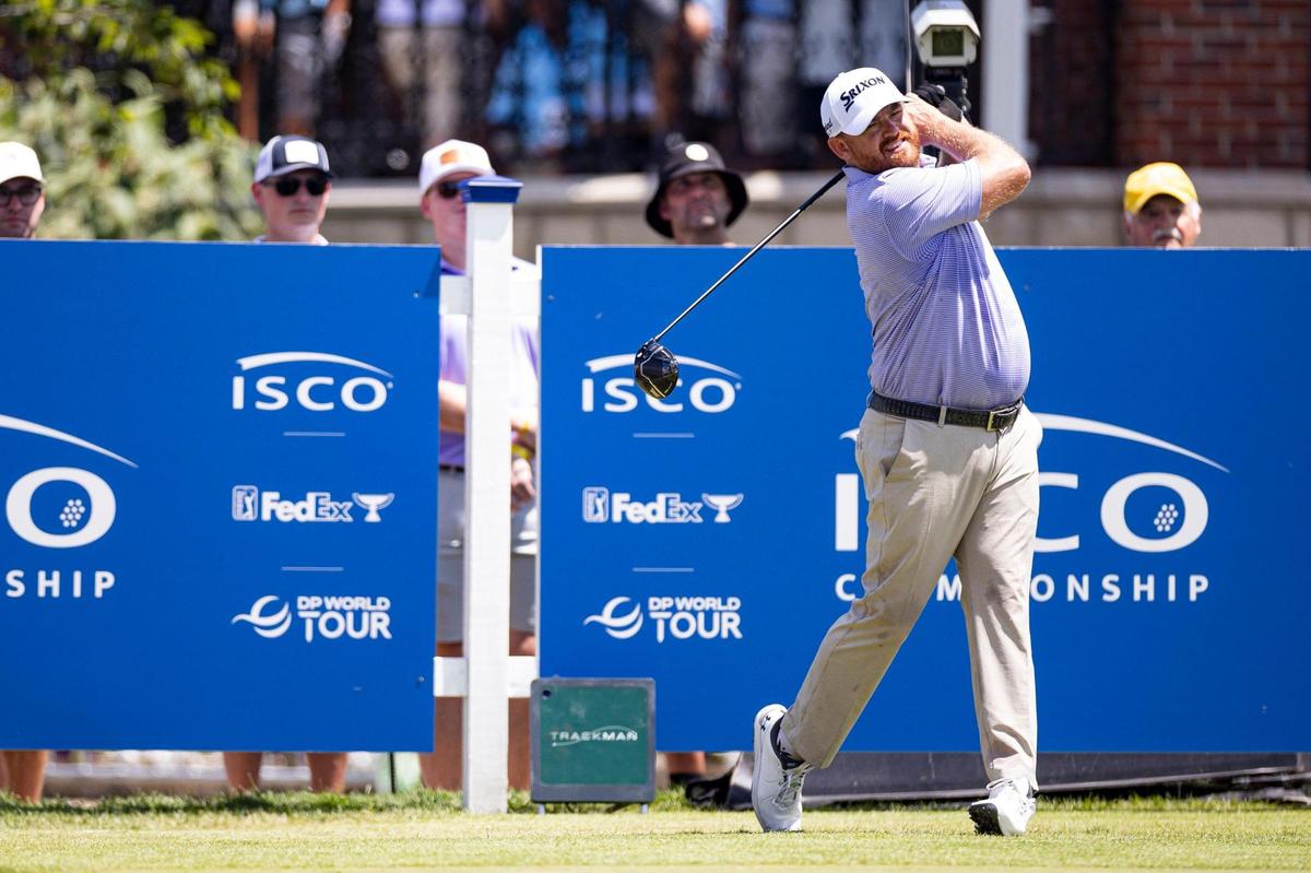 Former UK golfer J.B. Holmes hits his tee shot on the 10th hole during the first round of the ISCO Championship on Thursday.