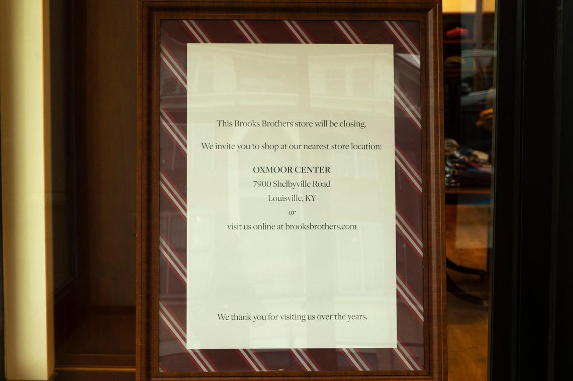 A sign at Brooks Brothers, 104 Summit at Fritz Farm Suite 110, on Thursday, Oct. 28, said the store will be closing.