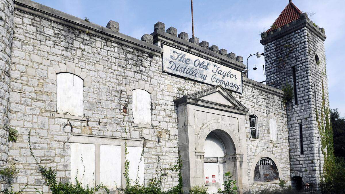 The Old Taylor Distillery at Millville in Woodford County, near Frankfort, was built in 1887 and has been essentially abandoned since the early 1970s.  The main distillery building is made of stone and resembles a castle. A new company is considering buying and renovating the distillery to manufacture distilled spirits, primarily bourbon.