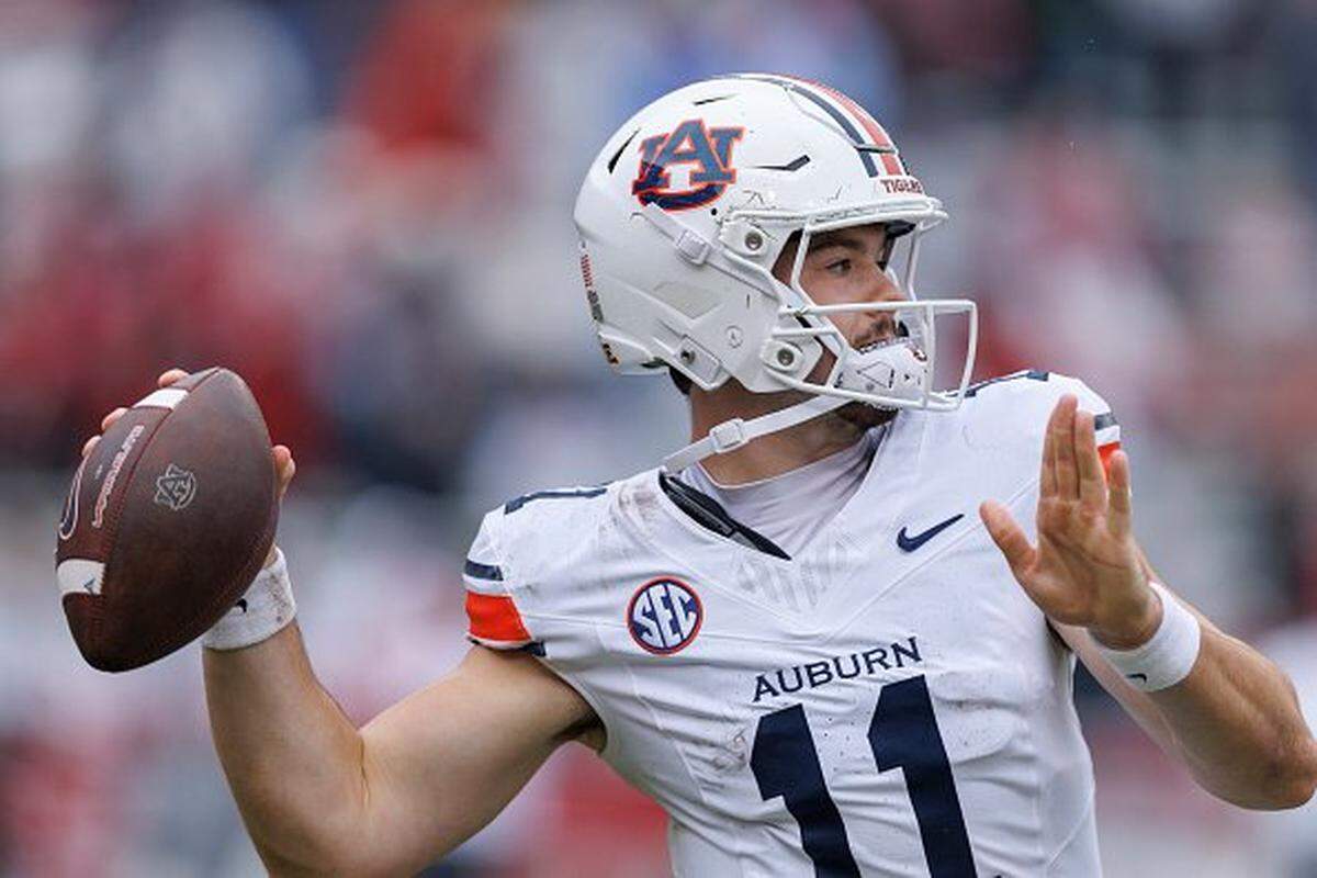 After throwing a pick six that put Auburn in a 21-10 hole at Arkansas, Tigers starting quarterback Jackson Arnold (11) was benched in favor of backup Ashton Daniels. A transfer from Stanford, Daniels proceeded to rally Auburn to a 33-24 victory.