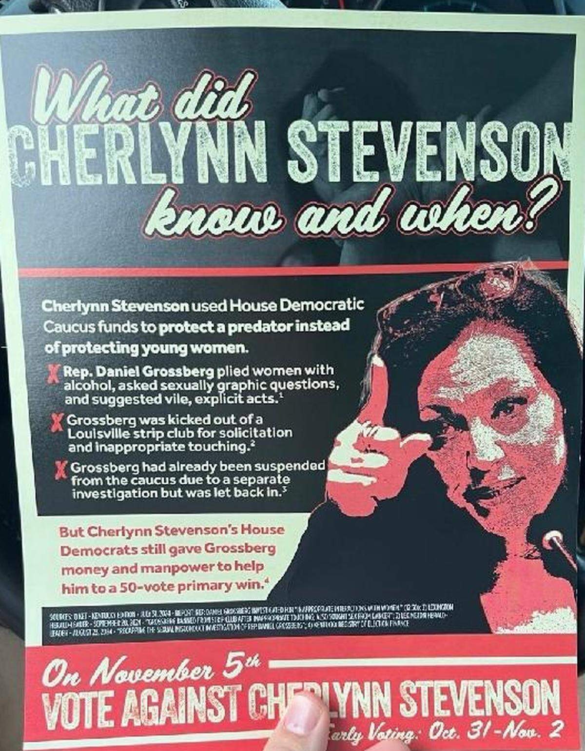 A campaign mailer paid for by a Republican political action committee takes aim at Rep. Cherlynn Stevenson, D-Lexington.