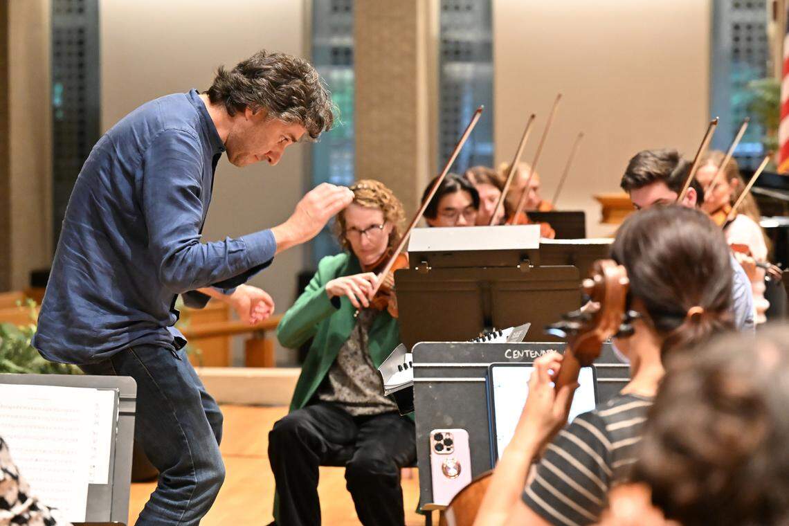 The Lexington Chamber Orchestra, conducted by Music Director Marcello Cormio, rehearsed for their May 30 concert at the Lexington Opera House at Centenary Church in Lexington, Kentucky on May 27, 2025.