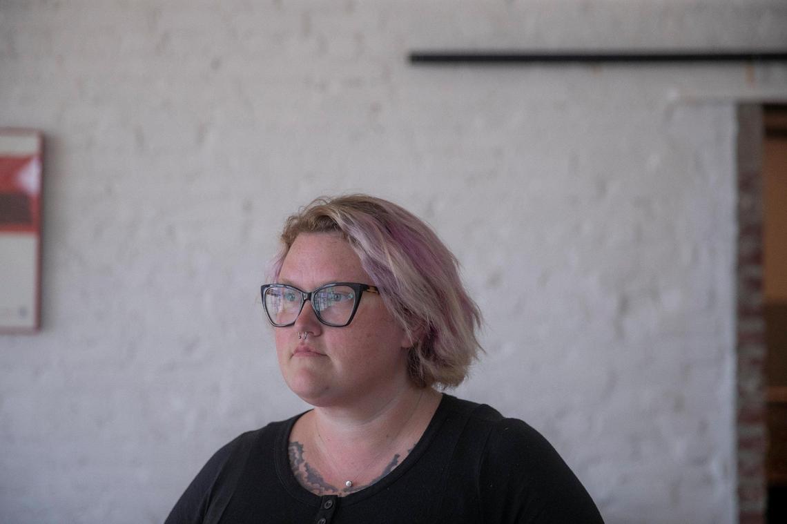 Ashley Jacobs, Kentucky Health Justice Network operations director, poses for a portrait in Louisville, Ky., on Thursday, June 16, 2022.