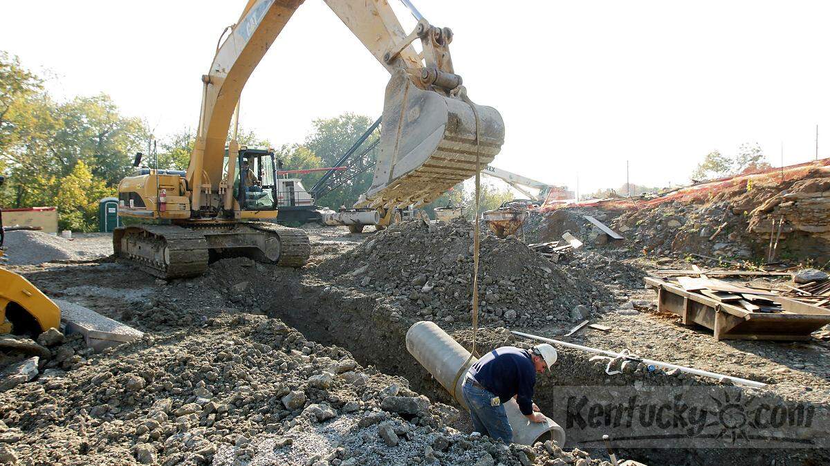 Construction continued in 2013 of a pump station near Man o' War Boulevard and Interstate 75 to replace four aging pump stations. The work was done as part of Lexington's efforts to update its stormwater and sewer system.