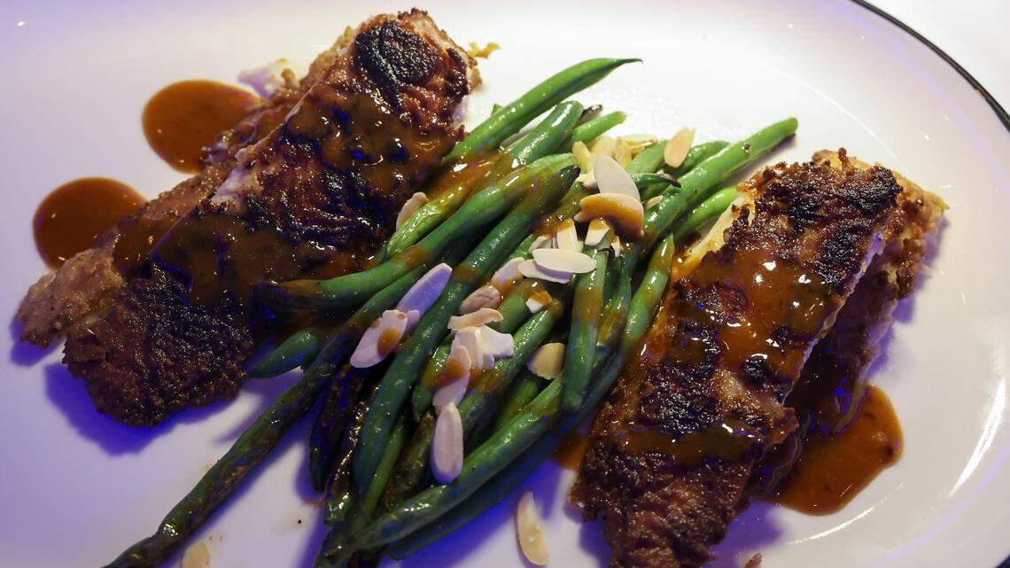 Dover sole with brown butter demi-glace, haricot vert almandine ($70) from The V, the public restaurant at The Vine, a new downtown Lexington development, photographed Friday, Sept. 5, 2025.