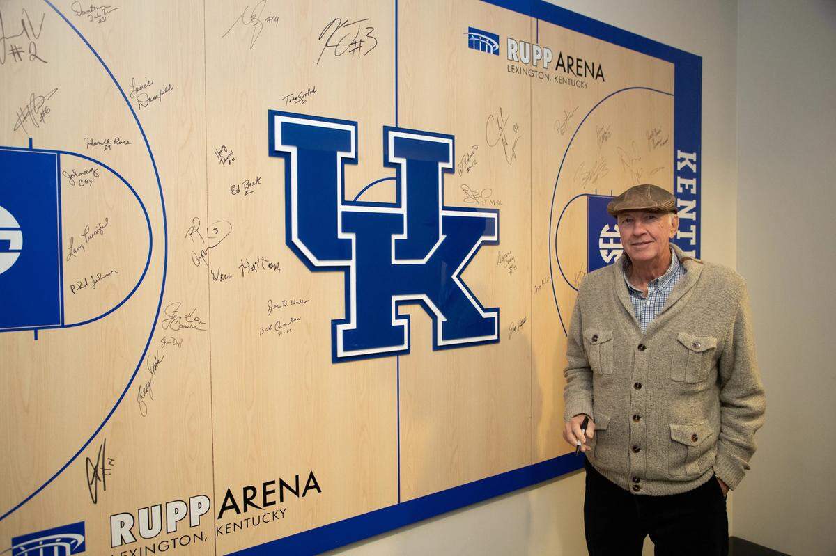 Jim Hatfield, shown here visiting UK during an alumni weekend in 2019, worked two different stints as an assistant coach under Joe B. Hall at Kentucky in the 1970s and 1980s. Hatfield died this week at age 81.