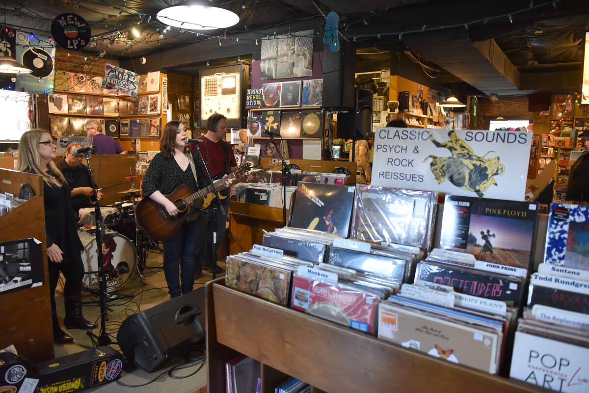 Rhyan Sinclair performs at Grimey's New & Preloved Music in Nashville with bassist singer Toni Karpinski, drummer David Grigsby and bassist Jeff Binder on the same day she released her solo debut, "Barnstormer," June 22, 2018.