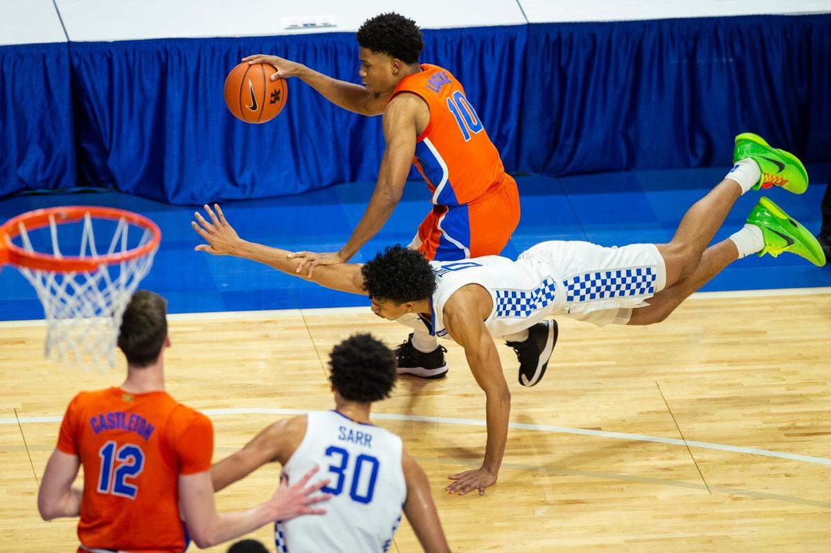 In six games vs. Kentucky while playing for Florida, Noah Locke (10) averaged 6.0 ppg and made 13 of 43 shots as the Gators went 1-5 vs. the Wildcats. Now a starter for Providence, Locke will face UK again Friday night in the NCAA Tournament round of 64.