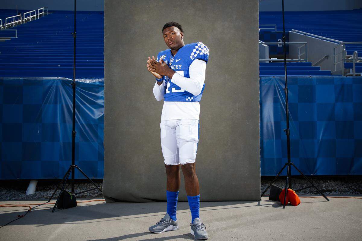 Former Moore High School star J.J. Weaver (45) says that after he picked Kentucky over Louisville (and other schools) in recruiting, “My Mom made me get off (Twitter). ... It was going crazy.”