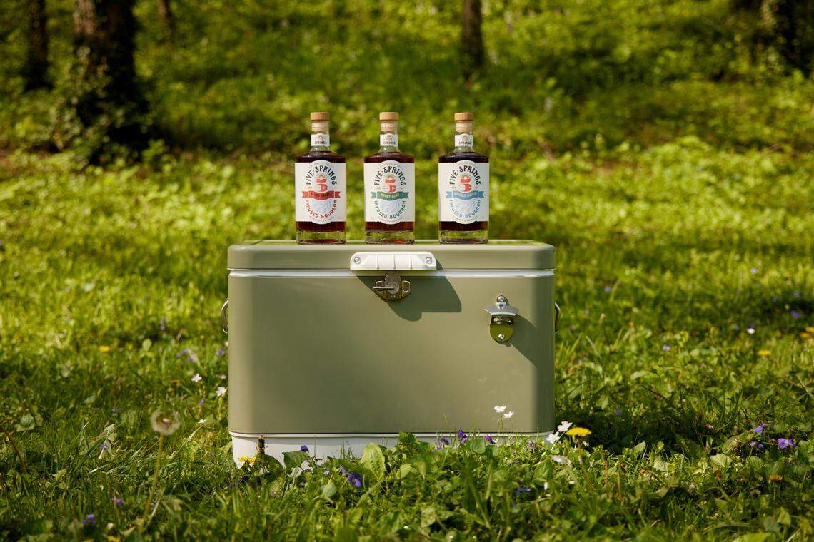 Five Springs Infused Bourbon is available in three flavors: Honey Sage, Vanilla Maple, and Blood Orange.