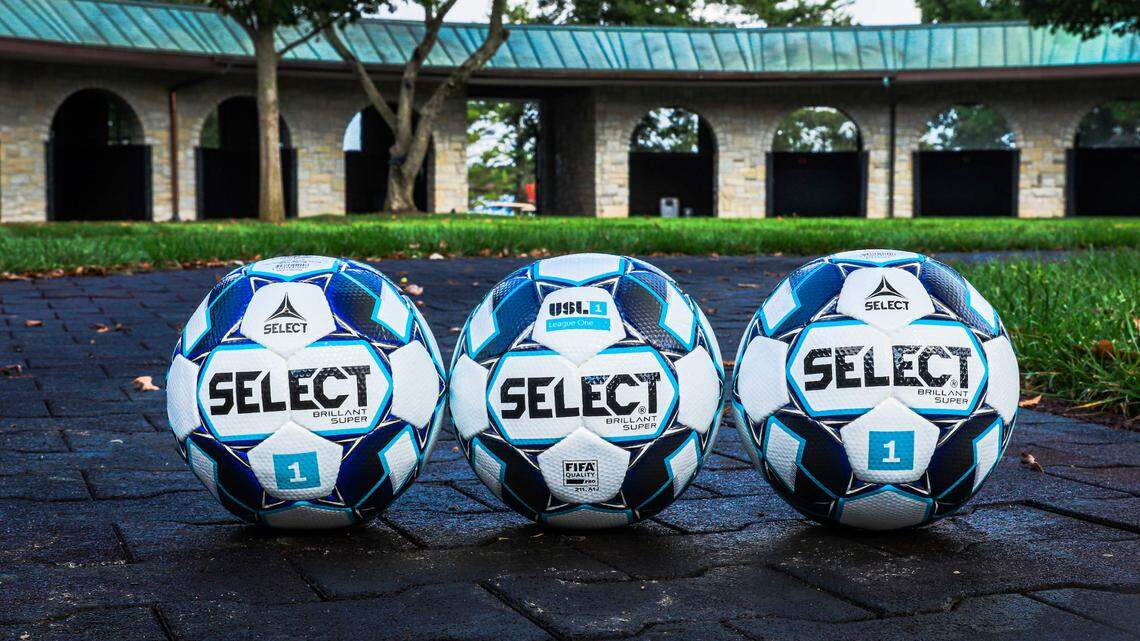 USL League One soccer balls are pictured at Keeneland Race Course in Lexington. Vince Gabbert, the president of Lexington’s new expansion professional soccer franchise in USL League One, also works with Keeneland on strategic initiatives and legislative affairs.