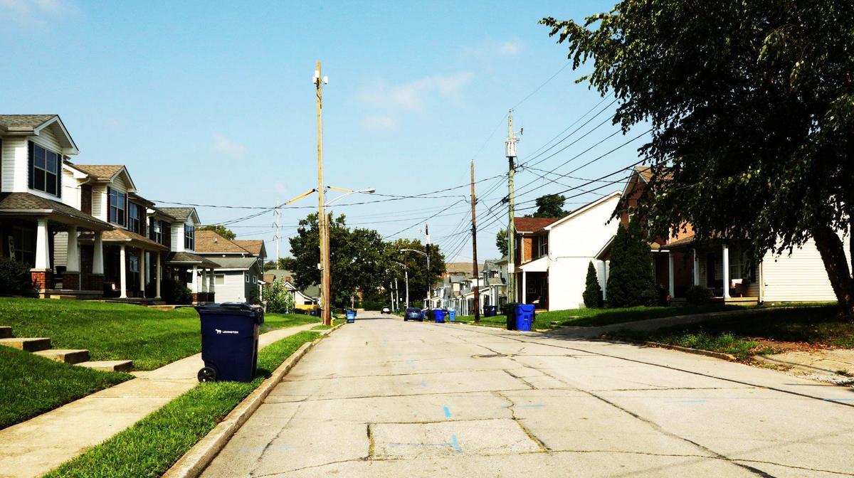 Many student homes along Montmullin Street could be razed to make way for a seven-story student apartment complex near the University of Kentucky on August 8, 2024. Lexington, Ky.