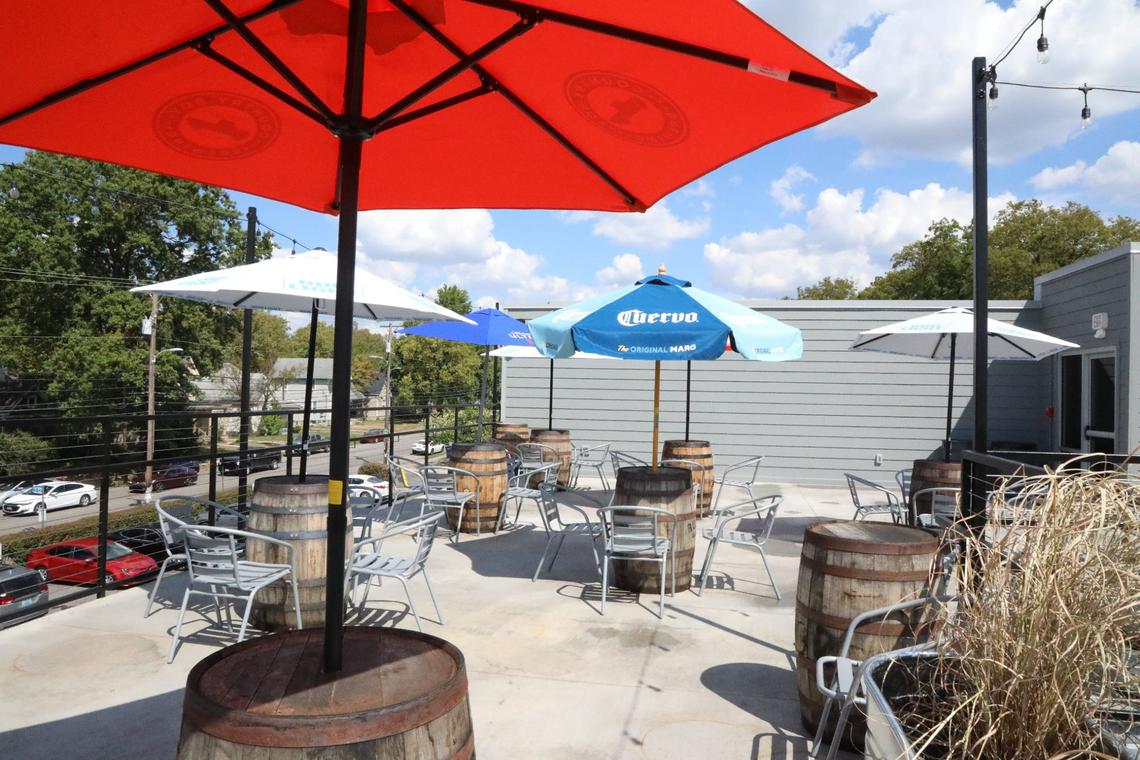 Stunning, sundrenched, breezy cool rooftop patio bar and dining area at 2 Fisted Willie’s, a new bar opening on Woodland Avenue in Lexington, Ky on September 20, 2024.
