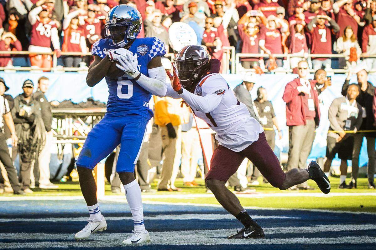 Kentucky wide receiver Josh Ali (6) caught the game-winning touchdown pass in UK’s 37-30 come-from-behind victory over Virginia Tech in last season’s Belk Bowl. The senior from Hollywood, Fla., will seek to build on that moment by becoming UK’s featured receiver in 2020.
