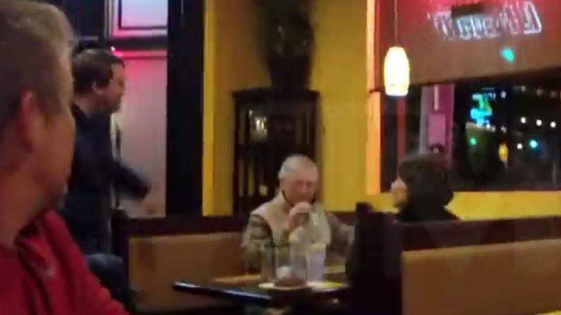 A heckler confronted Sen. Mitch McConnell and Transportation Secretary Elaine Chao at Havana Rumba in this image from a video obtained by TMZ.