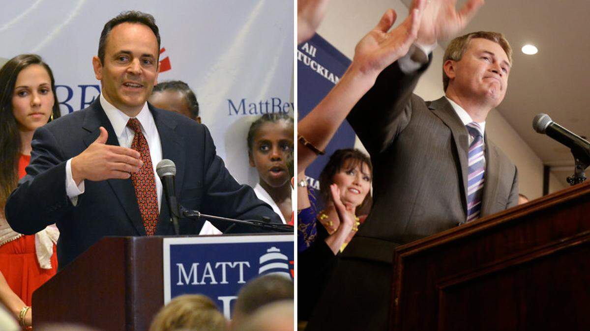 Matt Bevin, left, and James Comer.