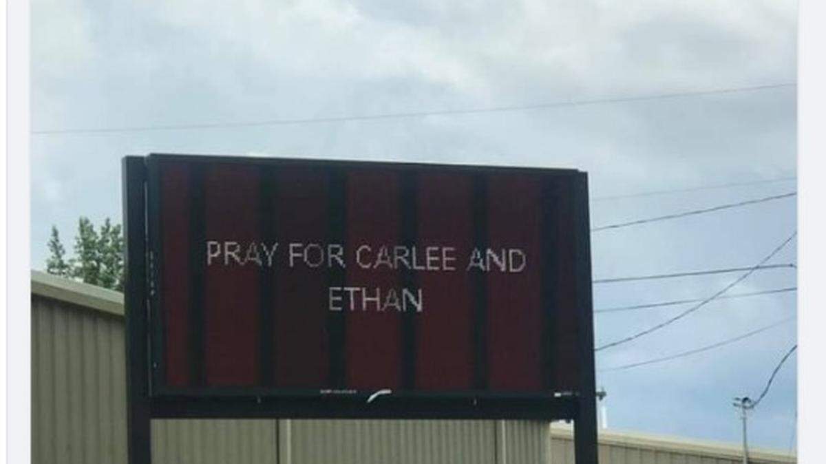 Signs at businesses and churches in Somerset and Pulaski County support Carlee Whitis and Ethan Carter, who were seriously injured in a car chash.