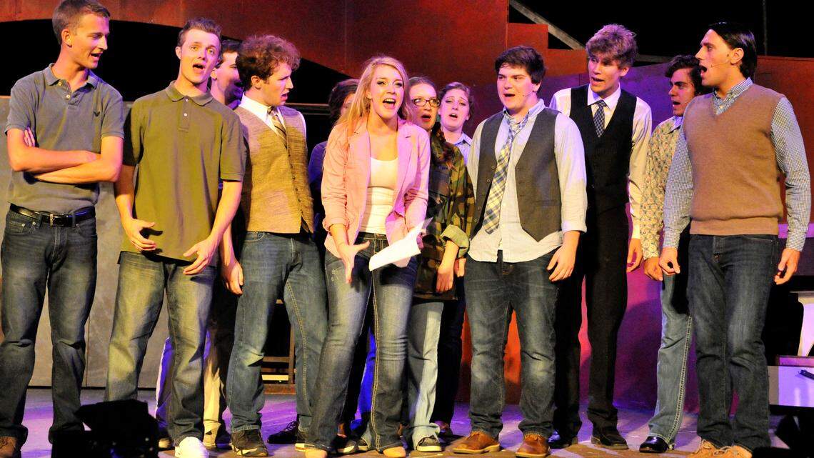 Elle (Ellie Todd) is stunned to be named one of Prof. Callahan's law iinterns. SummerFest presents "Legally Blonde - The Musical," directed by Jenny Fitzpatrick, July 25-29 at The Arboretum, 500 Alumni Drive in Lexington, Ky. These photos were taken at a dress rehearsal July 24, 2012. Photo by Rich Copley | staff.