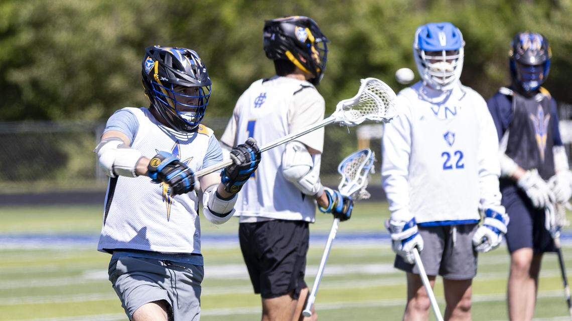 Henry Clay’s Leland Bayne takes a shot on goal during practice at Henry Clay High School on Monday.