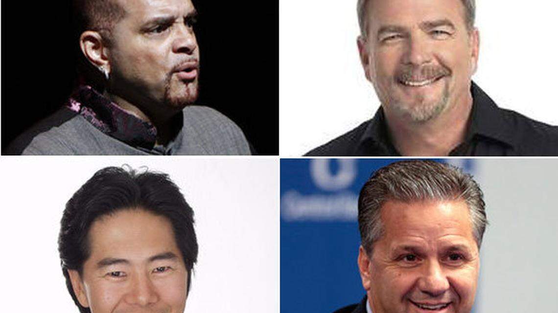 Sinbad, top left, Bill Engvall, top right, Henry Cho, bottom left, and John Calipari