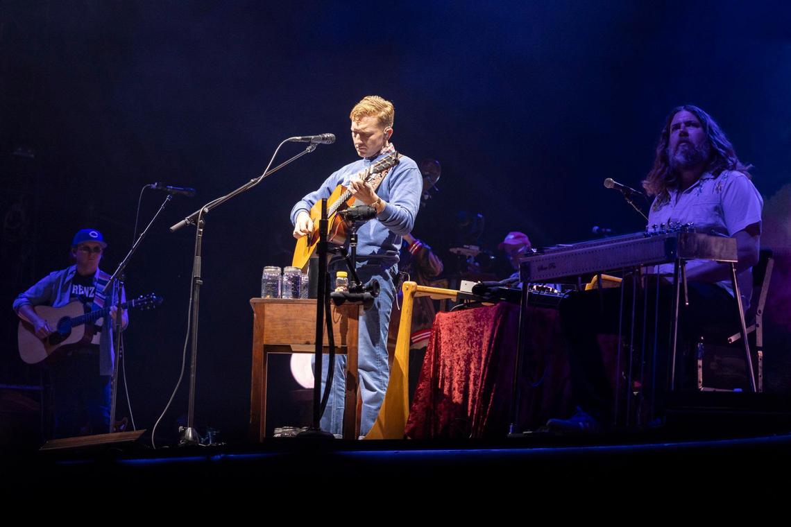 Tyler Childers performs at Kroger Field in Lexington, Ky., during his “On the Road” tour on Saturday, April 19, 2025.