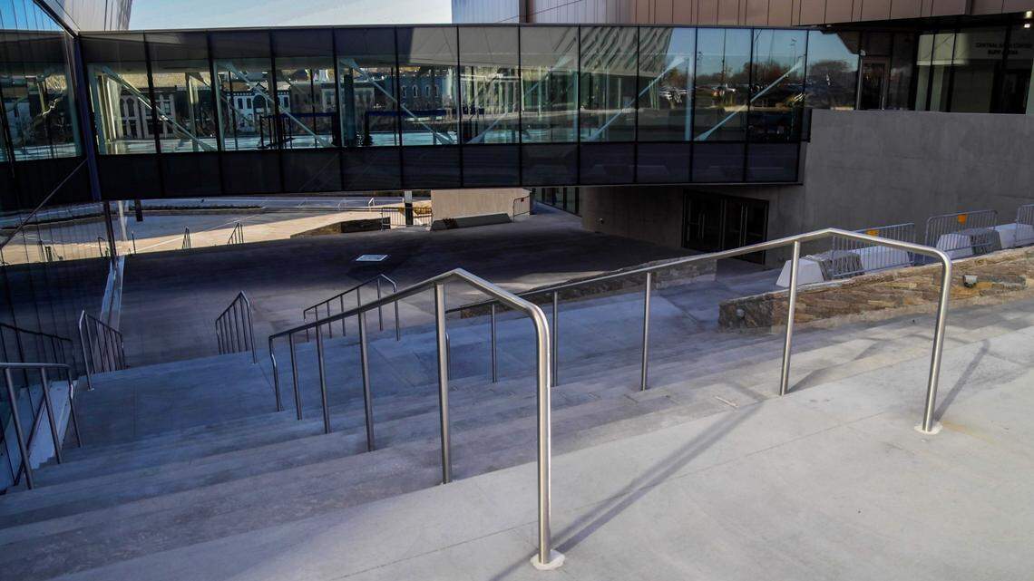 A staircase between Rupp Arena, the Central Bank Center and Hyatt Regency which links High Street and Main Street. In 2022 the convention center completed a $310 million overhaul and expansion.