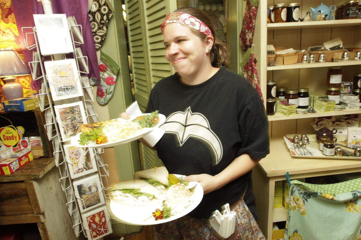 Crystal Rose delivered lunch plates at Flag Fork Herb Farm & Garden Cafe in 2011. The menu included chilled soups, salads, cold sandwiches and dill turkey pasta salad. There were almost as many desserts as entrees.
