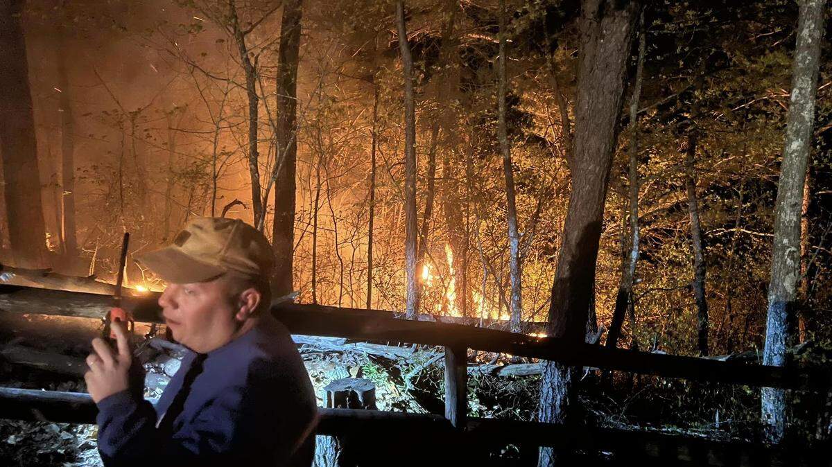 Crews from Middlefork Fire/Rescue worked to contain a fire near Natural Bridge Monday night.