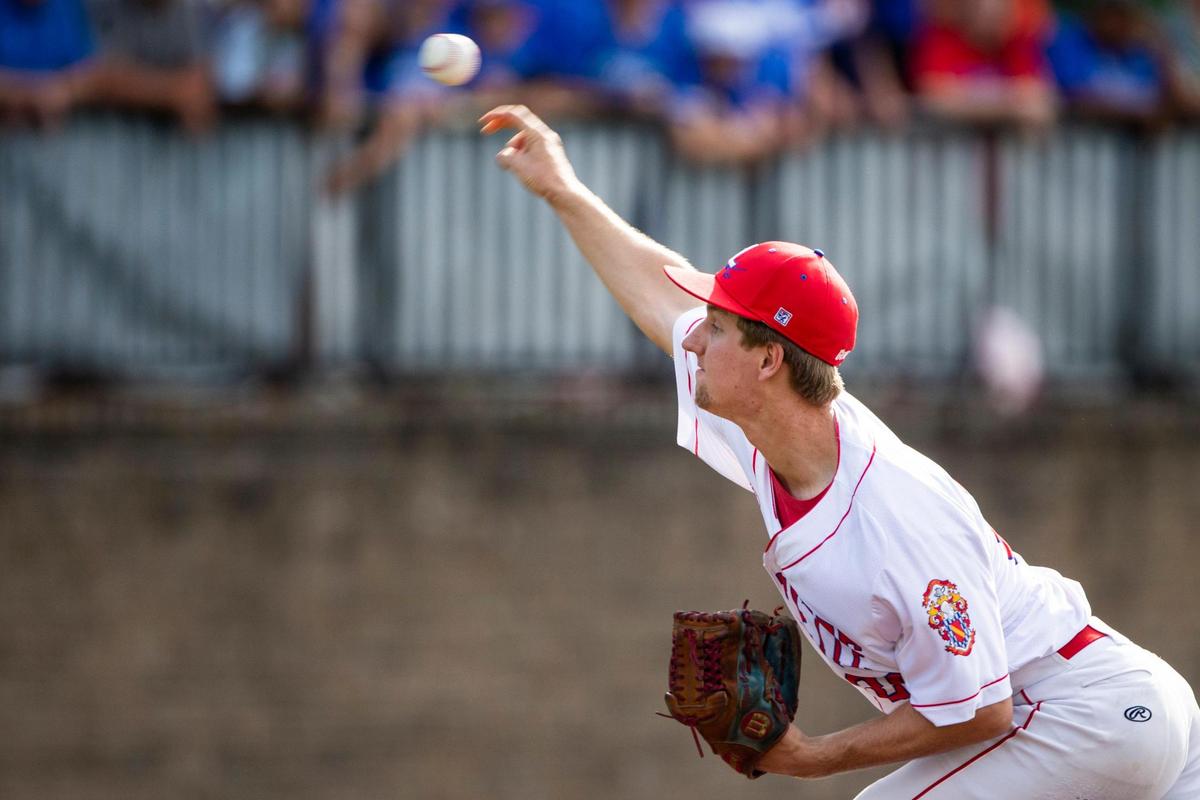 Lafayette’s Micah Cowen pitched a complete game against Madison Central in the 11th Region finals at Lexington Catholic High School on Monday.
