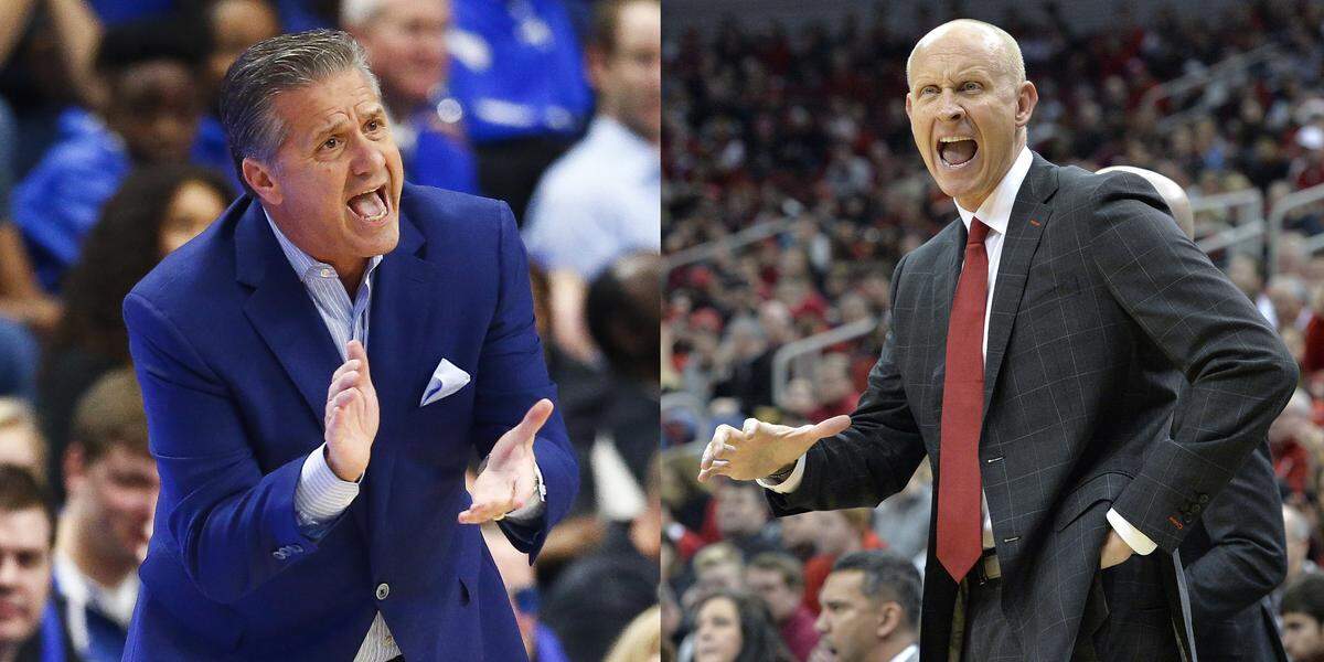Can UK Coach John Calipari, left, or Louisville Coach Chris Mack deliver a men’s basketball NCAA title to Kentucky in 2020?