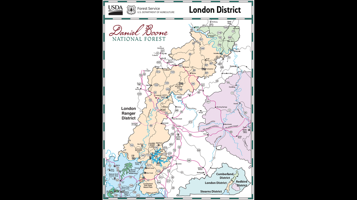 This U.S. Forest Service map shows the London Ranger District.