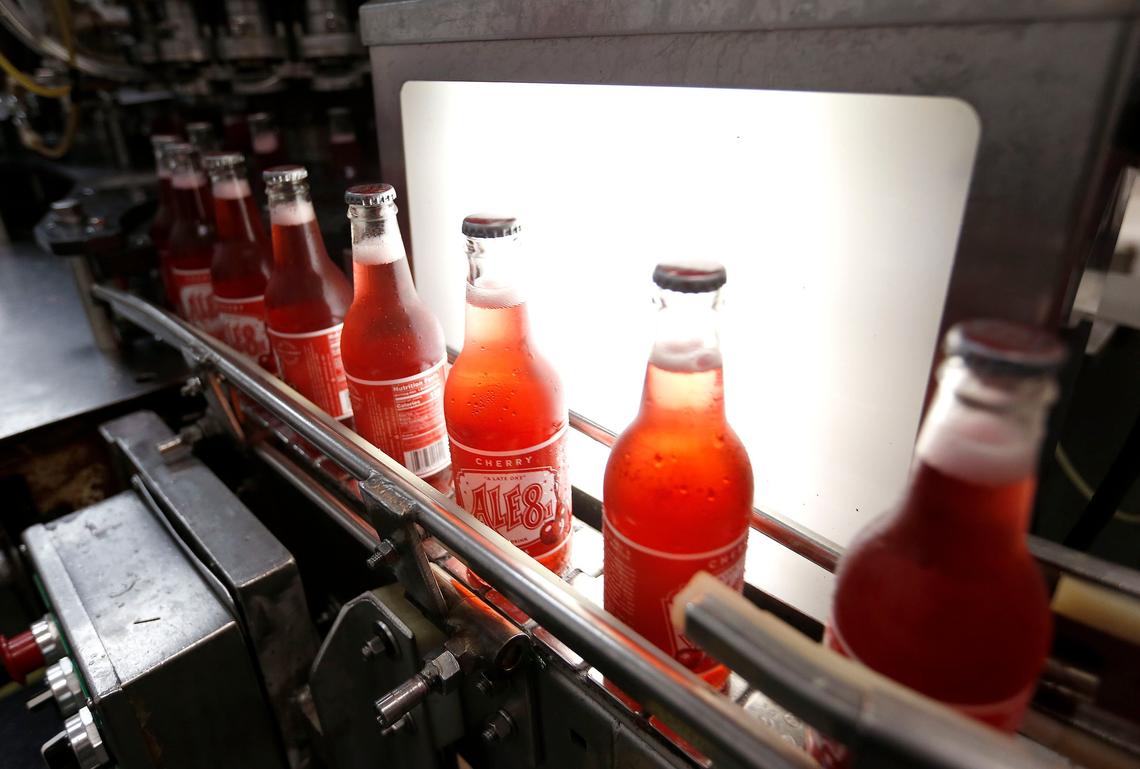 Bottles of Cherry Ale-8-One along the production line Tuesday afternoon at the Ale-8-One bottling facility in Winchester. Cherry Ale-8 is the first new flavor in the company's 92-year history.