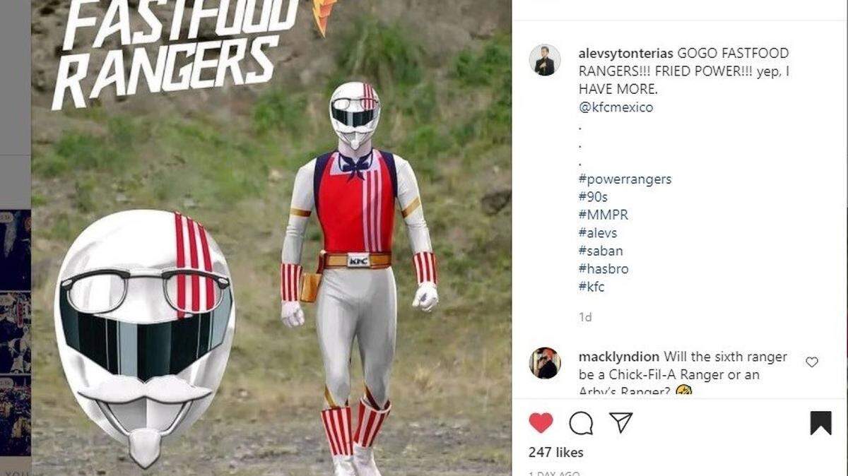A KFC-inspired Power Ranger created by Al Villa takes cues from multiple brand logos.
