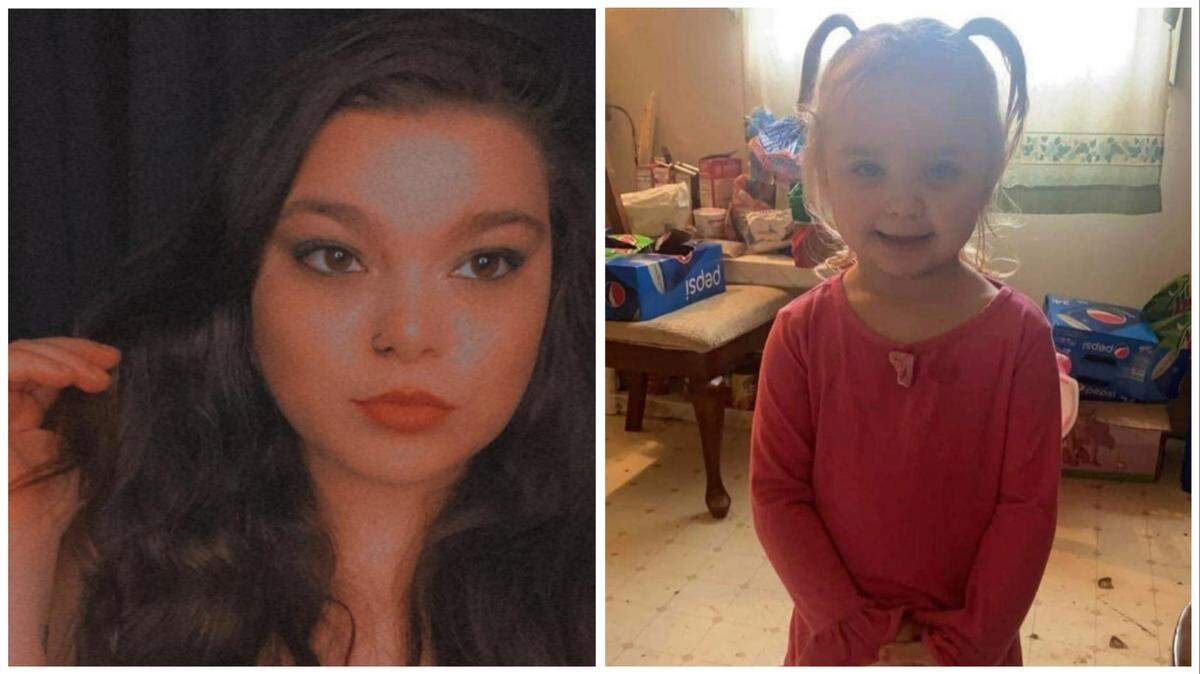 Brittany Slaughter (left) has been charged with the murder of 4-year-old Chloe Darnell, who she had custody of, according to the Whitley County Sheriff’s Department. Adam Hayes, 34, has been charged too.